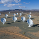 The MeerKAT radio telescope array in South Africa.